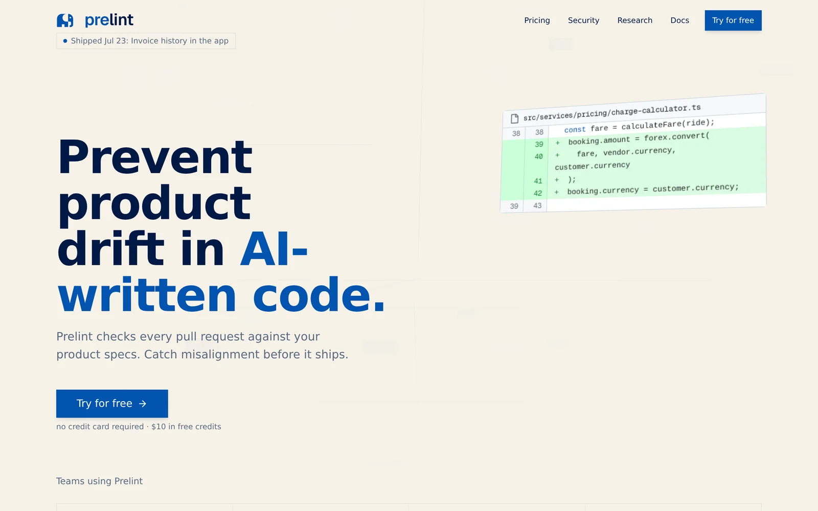 Prelint screenshot 1