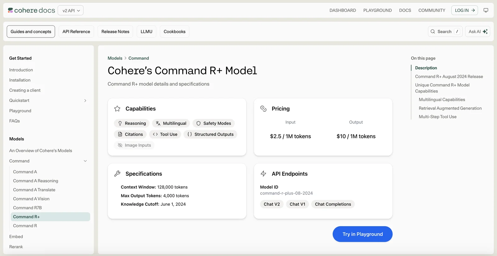 Cohere Command R+ screenshot 1