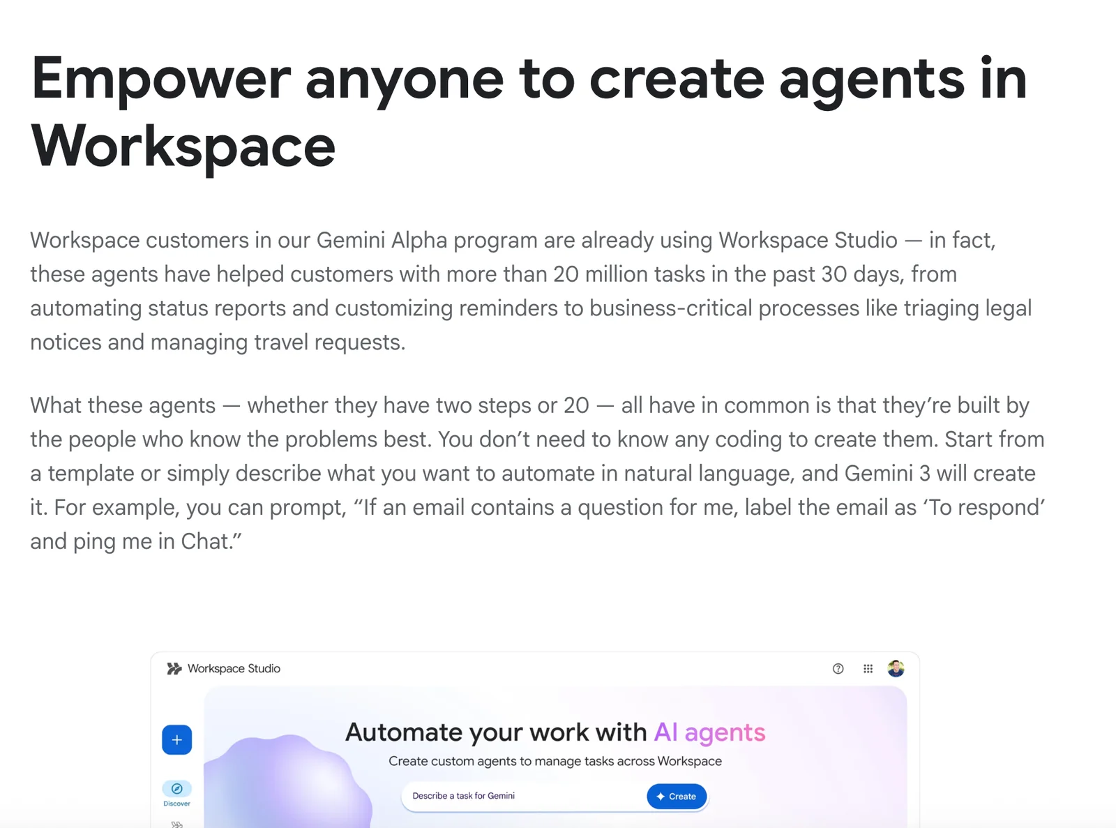Google Workspace Studio screenshot 3