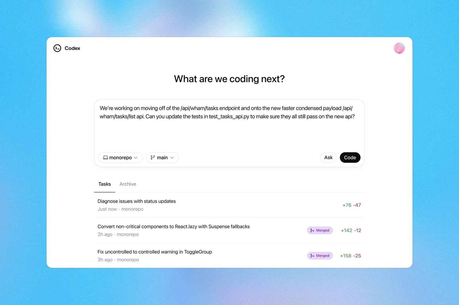 Codex screenshot 2