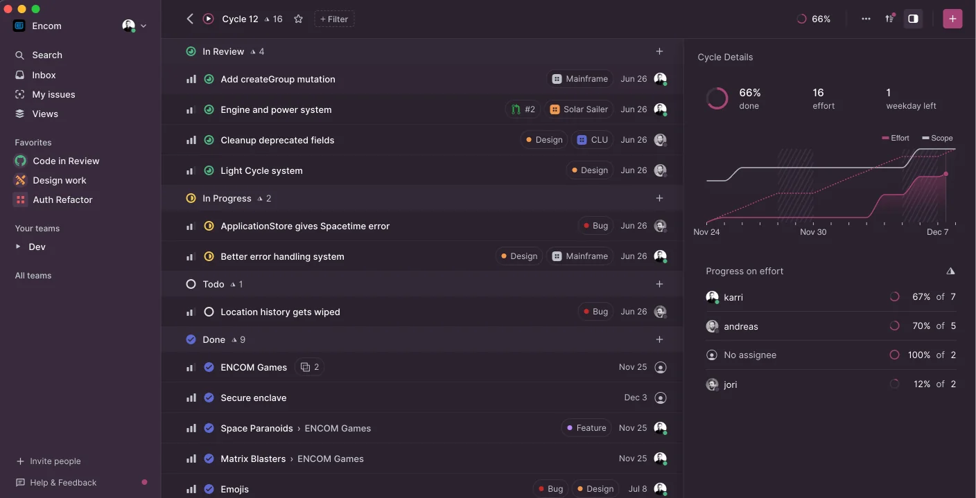 Linear screenshot 2