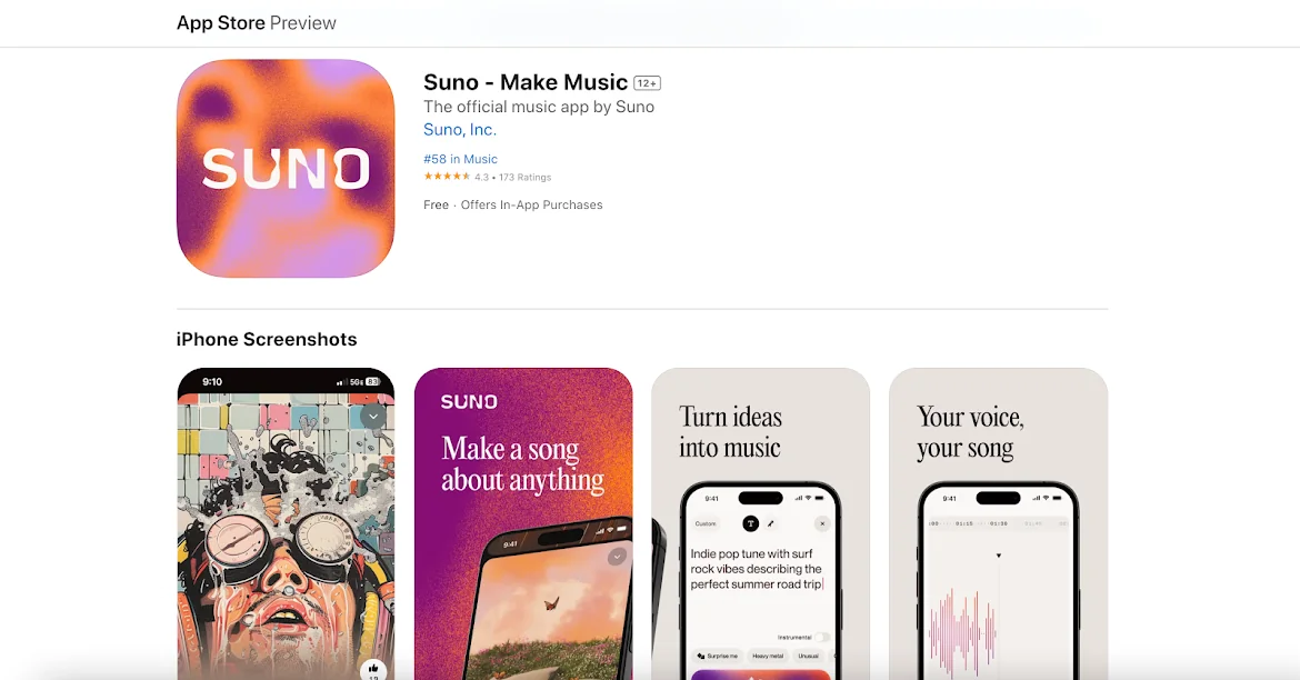 Suno screenshot 2