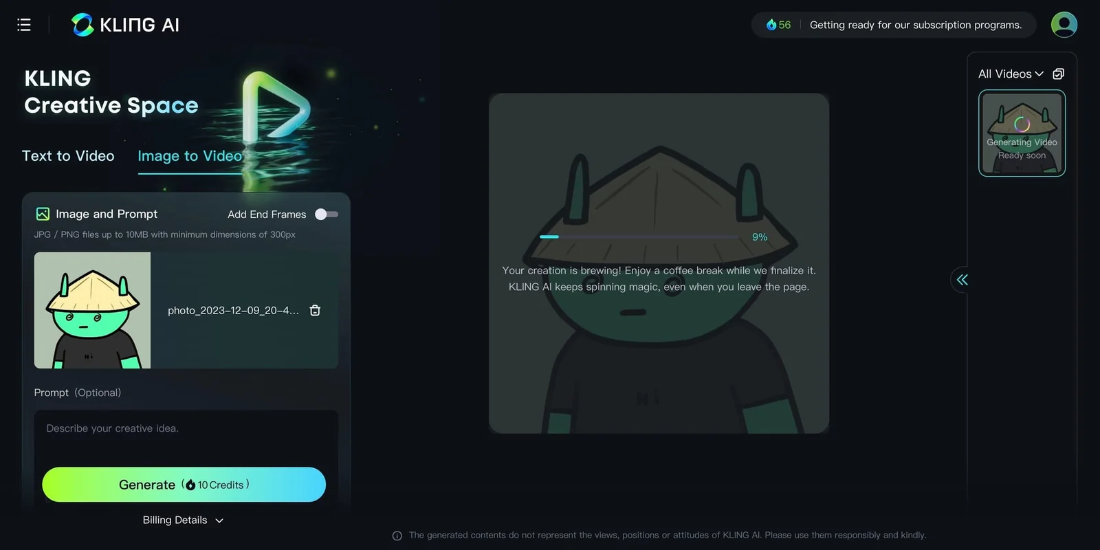 Kling AI screenshot 2