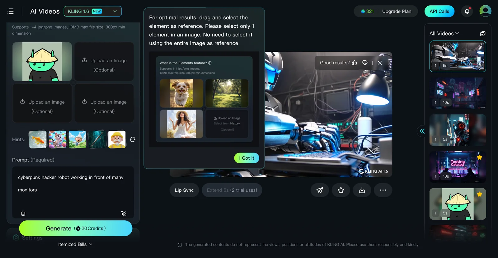 Kling AI screenshot 3