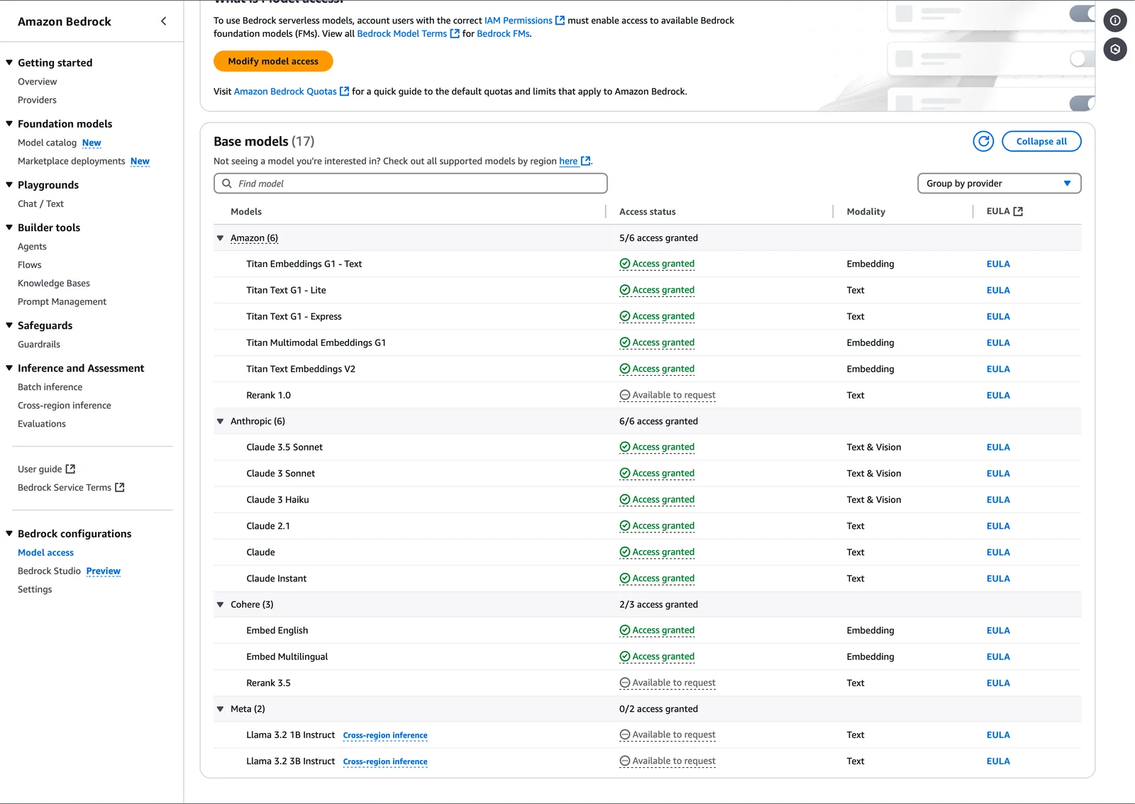 AWS Bedrock screenshot 1