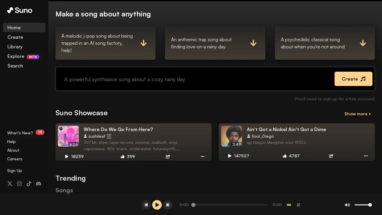 Suno screenshot 2