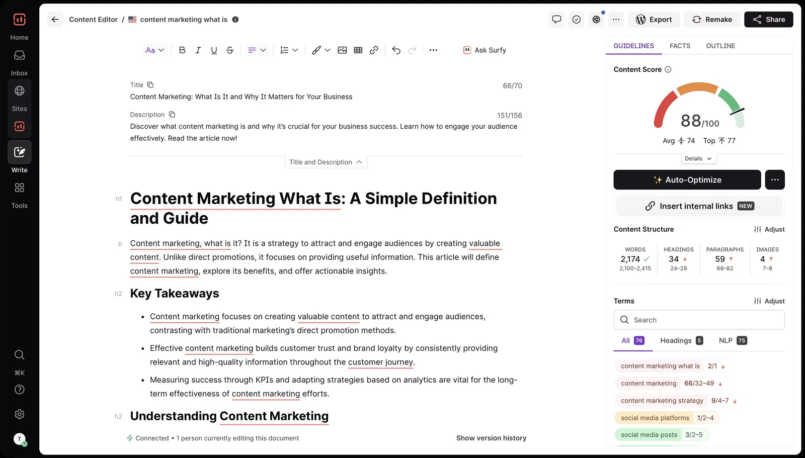Surfer SEO screenshot 2