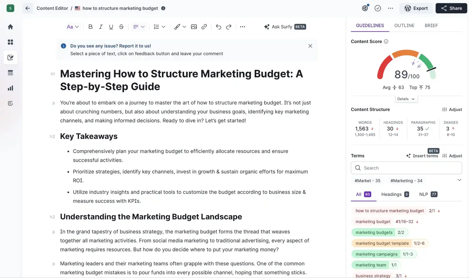 Surfer SEO screenshot 3