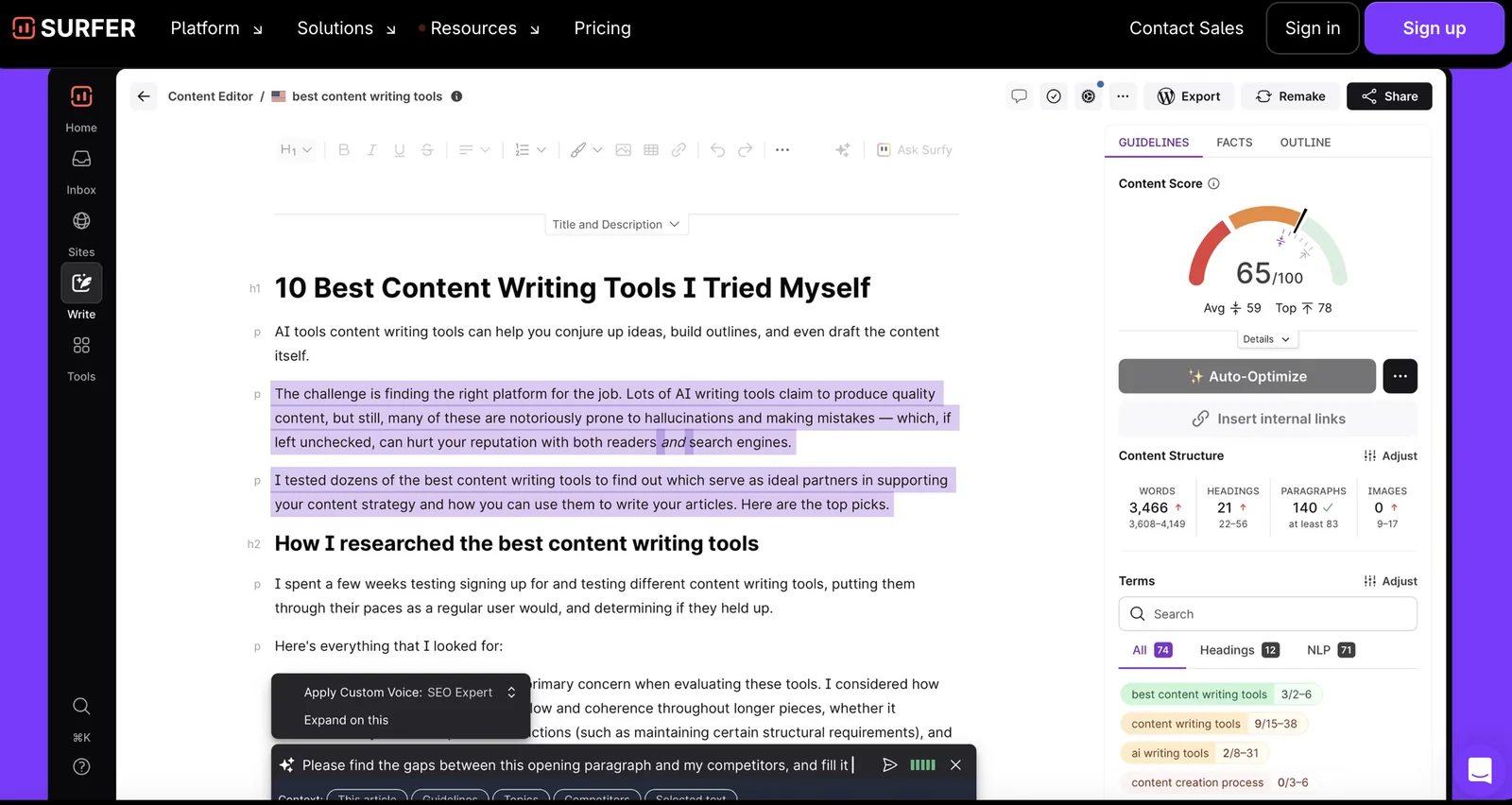 Surfer SEO screenshot 4